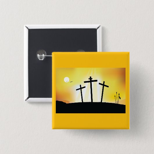 Sunset Religious Crosses Button (Vorne & Hinten)