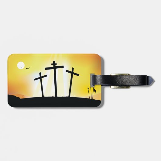 Sunset Religious Crosses Gepäckanhänger (Rückseite horizontal)