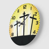 Sunset Religious Crosses Große Wanduhr (Winkel)