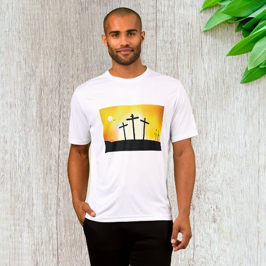 Sunset Religious Crosses Mens Active T-Shirt