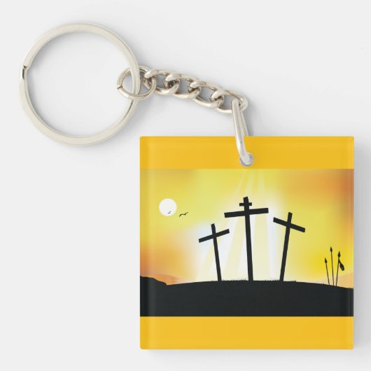Sunset Religious Crosses Schlüsselanhänger (Vorderseite)