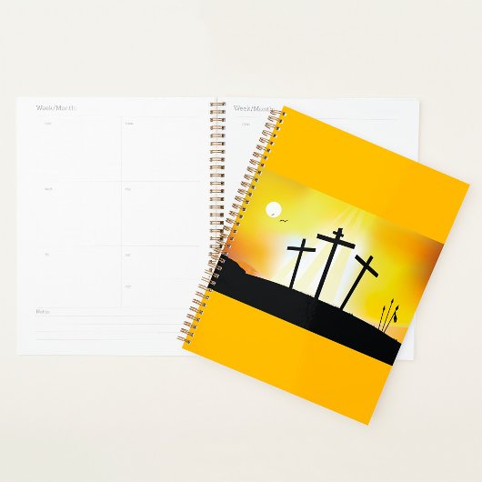 Sunset Religious Crosses Spiral Planner Planer