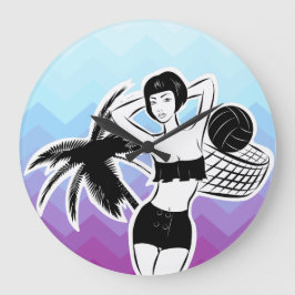 Sunset Resort Zickzack Print Große Wanduhr