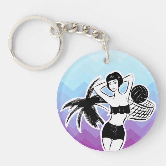 Sunset Resort Zickzack Print Schlüsselanhänger (Vorderseite)