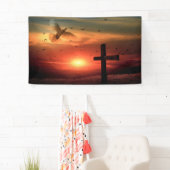 Sunset Resurrecrecrecrection Dove and Cross Banner (Insitu)