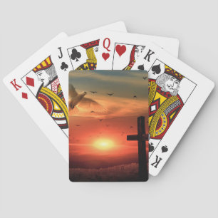 Sunset Resurrecrecrecrection Dove and Cross Spielkarten
