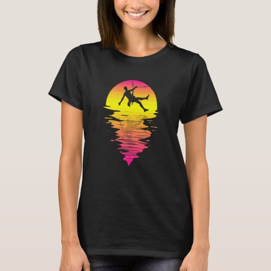 Sunset Retro 80s Pink Rock Climbing Bouldering Cli T-Shirt (Vorderseite)