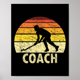 Sunset Retro Feldhockey Trainer Vintage Hockey Poster