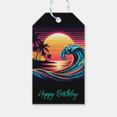 Sunset Retro Surf Wave- Geschenkanhänger (Vorderseite)