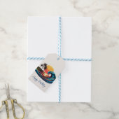 Sunset Retro Surf Wave- Geschenkanhänger (Mit Garn)