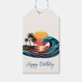 Sunset Retro Surf Wave- Geschenkanhänger (Vorderseite)