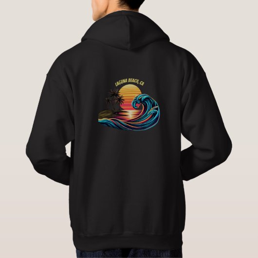 Sunset Retro Surf Wave Hoodie (Rückseite)