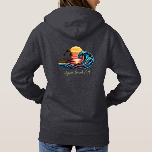 Sunset Retro Surf Wave Hoodie (Rückseite)
