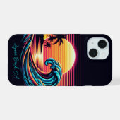 Sunset Retro Surf Wave iPhone 15 Hülle (Rückseite (Horizontal))