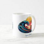 Sunset Retro Surf Wave Kaffeetasse (VorderseiteRechts)