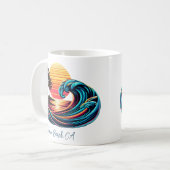 Sunset Retro Surf Wave Kaffeetasse (Vorderseite Links)