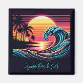 Sunset Retro Surf Wave Magnet (Vorne)