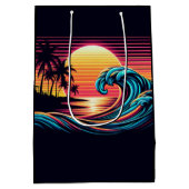 Sunset Retro Surf Wave Mittlere Geschenktüte (Rückseite)