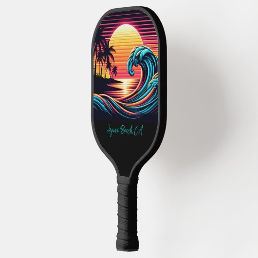 Sunset Retro Surf Wave Pickleball Schläger (Links)
