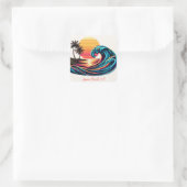 Sunset Retro Surf Wave Quadratischer Aufkleber (Tasche)