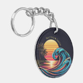 Sunset Retro Surf Wave- Schlüsselanhänger (Vorderseite links)