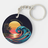 Sunset Retro Surf Wave- Schlüsselanhänger (Rückseite)