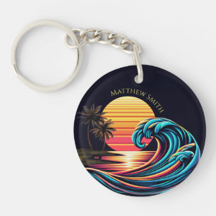 Sunset Retro Surf Wave- Schlüsselanhänger