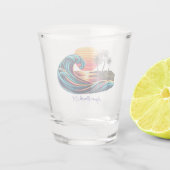 Sunset Retro Surf Wave Schnapsglas (Rückseite)
