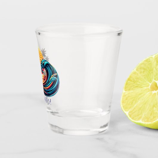 Sunset Retro Surf Wave Schnapsglas (Rechts)