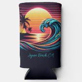 Sunset Retro Surf Wave Selters Dosenkühler (Vorderseite)