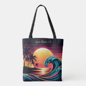 Sunset Retro Surf Wave Tasche (Rückseite)