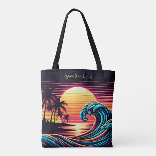 Sunset Retro Surf Wave Tasche (Rückseite)