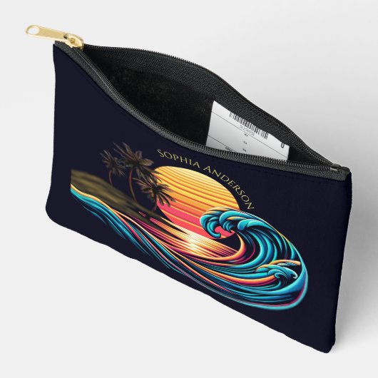 Sunset Retro Surf Wave- Zubehörtasche (Offen)
