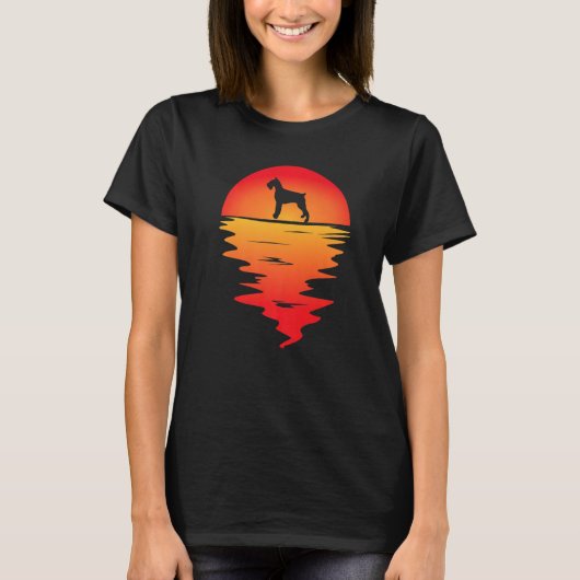 Sunset Riant Schnauzer Dog T-Shirt (Vorderseite)