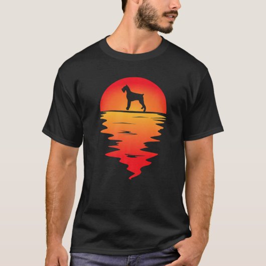 Sunset Riant Schnauzer Dog T-Shirt (Vorderseite)