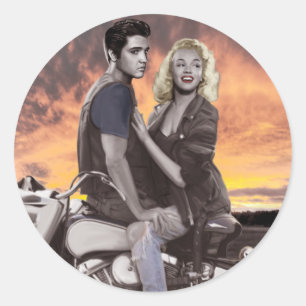 Sunset Ride Runder Aufkleber