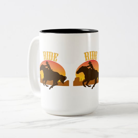 Sunset Ride Zweifarbige Tasse (Vorderseite Links)