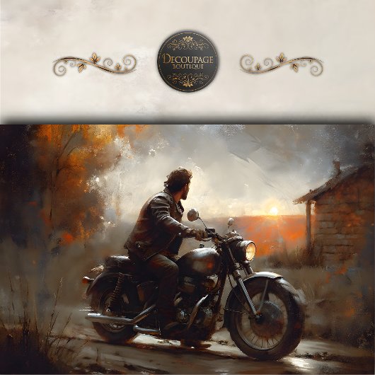 Sunset Rider Motorrad-Dekoupage Seidenpapier