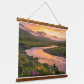 Sunset River Panorama – Nature Poster & Tapestry Wandteppich Mit Holzrahmen (Gewinkelt)