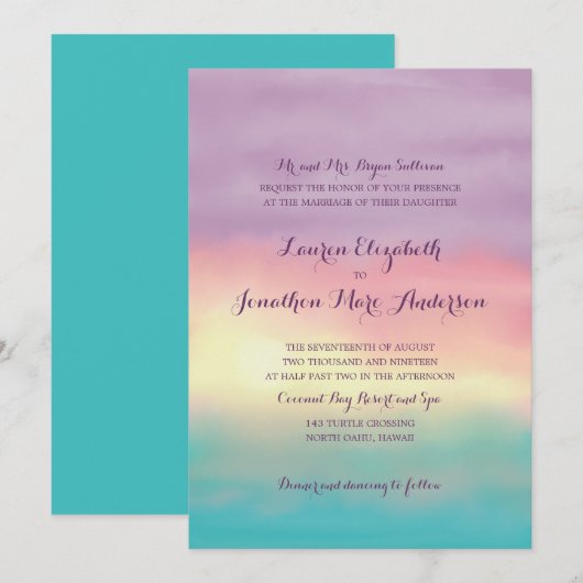 Sunset Romance | Hochzeit Einladung (Vorne/Hinten)