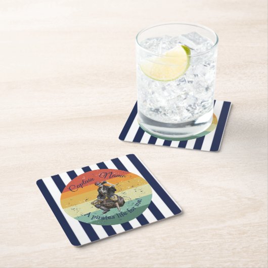 Sunset Rum Skeleton Party Pirate Rechteckiger Pappuntersetzer (Vor Ort)