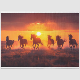 Sunset Running Horses Decoupage Seidenpapier