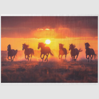Sunset Running Horses Decoupage Seidenpapier