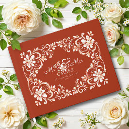 Sunset Rust Red Shabby Chic Wedding Guest Book Gästebuch