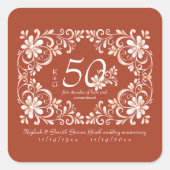 Sunset Rust Shabby Chic 50th Anniversary Sticker (Vorderseite)