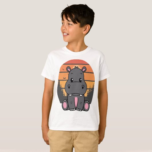 Sunset Safari Hippo T - Shirt (Vorne ganz)