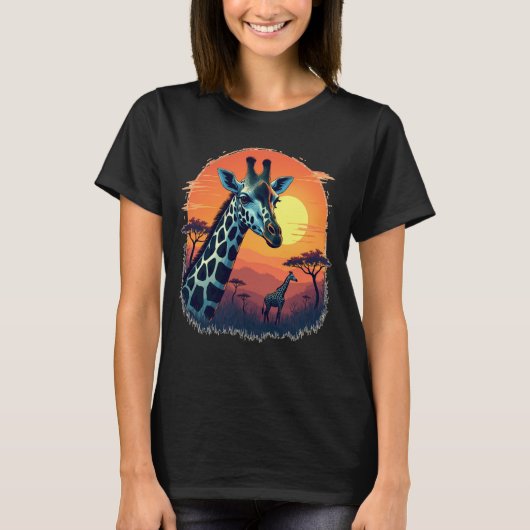 Sunset Safari Wild African Giraffe T-Shirt (Vorderseite)