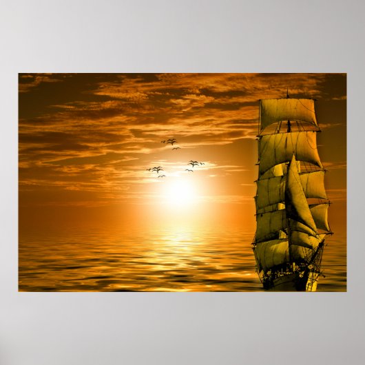 Sunset Sail Boat Poster (Vorne)