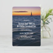 Sunset Sail Contemporary Birthday Einladung (Stehend Vorderseite)