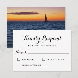 Sunset Sail Modern Nautical Wedding RSVP Karte